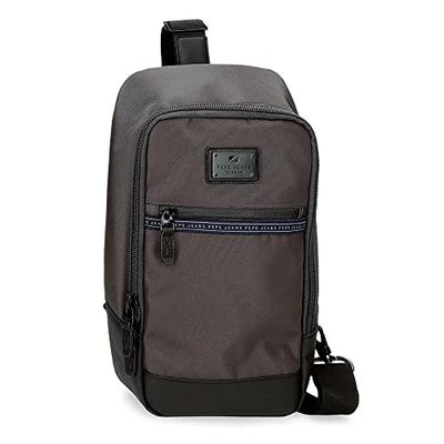 Pepe Jeans Iron Gray Crossbody Bag 18x35x9 cm Polyester with Synthetic Leather details