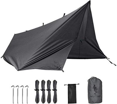 FREE SOLDIER Camping Presenning Vattentät 3 m x 3,2 m Stor Hängmatta Tält Anti-UV Skydd Solskydd Markis för Camping Vandring Resor Utomhussport Grå, Med Naglar