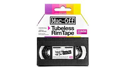 Muc-Off Tubeless Rim Tape, 35 mm - Nastro Tubeless Sensibile alla Pressione - Rotolo di Nastro per Ruote Tubeless da 10 m con 4 Pezze Riparazione Tubeless