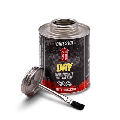 1000 Miglia BKR 3101 Dry Lube Bike Chain, for Dry and Dusty Weather Conditions, All-In-One Can, Brush included – 400 ml