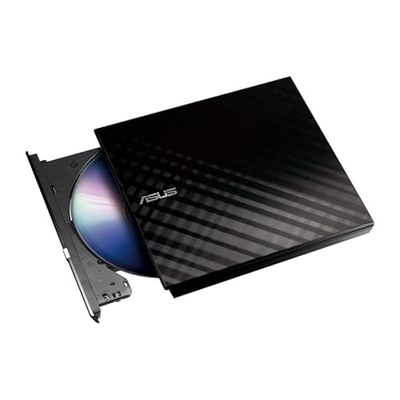 Glowster Slim External USB DVD Burner, Black – Compatible with multiple formats, Portable and Ideal for Backup and Data Storage.
