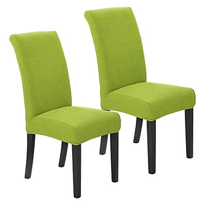 Howhic Chair Covers for Dining Room Set of 2, Stretchy Dining Chair Covers, Textured Jacquard Kitchen Chair Slipcovers, Classy Decor for Home and Banquet (Apple Green, 2 Pack)