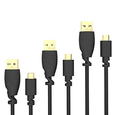 KabelDirekt – 3 x 1,5m Cavo Micro USB (USB 2.0, connettore USB A a connettore Micro USB B, per la Carica e la Sincronizzazione, Nero), TOP Series