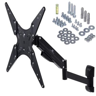 Maclean MC-784 - Suporte de parede para televisores LCD LED de plasma, inclinável, mola de gás até 22 kg, máx. VESA 400 x 400 (2 braços)