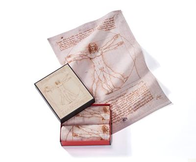 Musearta GT2-LV-VM-V433107 - Set di 2 asciugamani unisex con l'uomo vitruviano dell'artista Leonardo da Vinci, in cotone, 40 x 60 cm