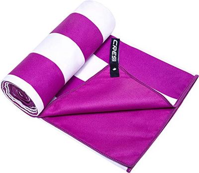 Cressi Unisex Fast Drying Microfibre Towel, White/Lilac, 90x180 UK