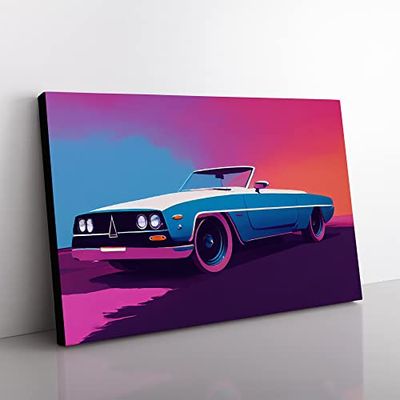 Neon Concept Car Vol.1 Canvas Wall Art Print Ready to Hang, Framed Picture for Living Room Bedroom Home Office Décor, 76x50 cm (30x20 Inch)