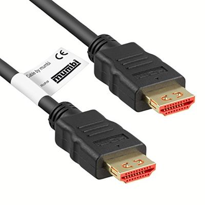 mumbi 1,50 m HDMI High Speed kabel met Ethernet met 4K / 3D ondersteuning bij 24Hz met vergrendeling, zwart