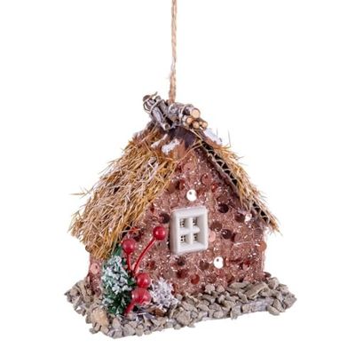 BigBuy Christmas Décoration de Noël Multicolore Naturel Polyfoam Maison 9 x 5 x 9,5 cm