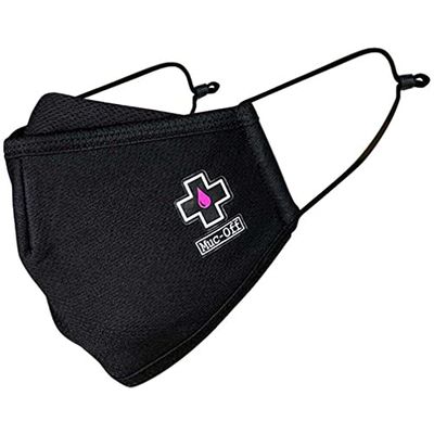 Muc-Off Black Face Mask, Small - Reusable Face Mask with Filter, Washable Face Covering - Adjustable Cotton Mask for Men and Women