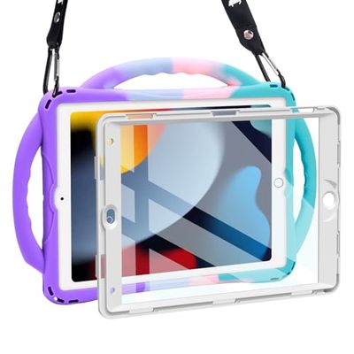 TOPESCT Étui pour Enfants pour iPad 10,2" 9e/8e/7e génération – Fabriqué en Silicone adapté aux Enfants, avec Protecteur d'écran intégré, poignée Antichoc pour iPad 9/8/7 Gen 10,2"