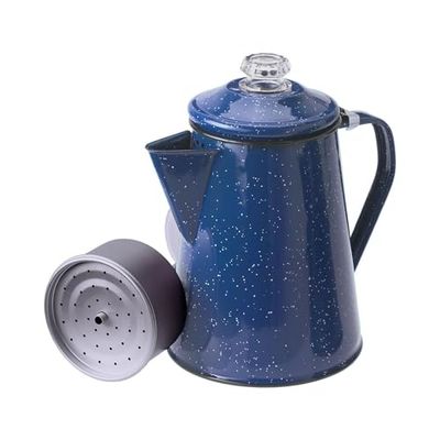 GSI Outdoors Caffettiera a percolatore | Bollitore smaltato da campeggio per pentole da campeggio all'aperto, cabina, camper, cucina, caccia e zaino in spalla
