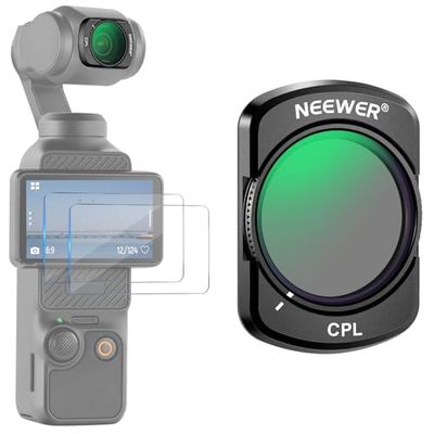 NEEWER Filtro CPL Magnetico Compatibile con DJI Osmo Pocket3, per Fotografia ad Alta Definizione, Filtro Polarizzatore Circolare Multistrato, con 2 Pellicole in Vetro Temperato, Accessori Action Cam