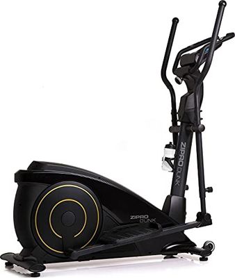ZIPRO Bicicleta elíptica para Casa DUNK GOLD, entrenador eliptico, LCD Pantalla, sensores de pulso, ajuste de resistencia, aplicación iConsole + Kinomap, USB, Bluetooth, entrada de auriculares, 150kg