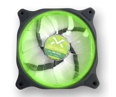 Ventilateur - Boîtier de 12 x 12 cm, 15 LED vertes, silencieux, connexion à 3-4 broches, taille 120 mm.