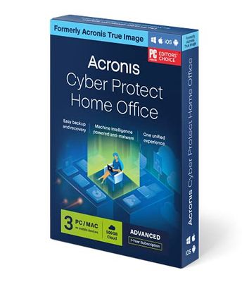 Acronis Cyber Protect Home Office Advanced - 3 Computer + 500 GB Acronis Cloud Storage - 1 jarig abonnement BOX - EU|Home Office Advanced|1|1 jaar|Windows-, macOS-, Android- en iOS-apparaten|Download