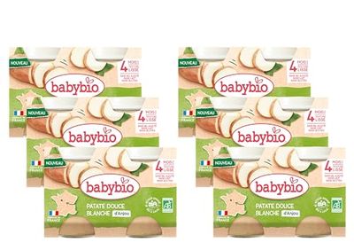 BABYBIO Petits pots - Patate douce blanche d'Anjou - 2 x 130g - Lot de 6 - BIO