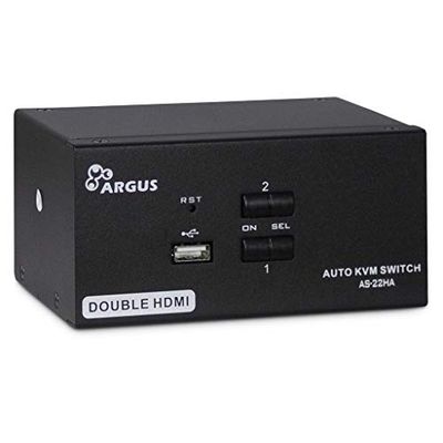 Inter-Tech AS-22HA HDMI interruptor KVM Negro - Periférico de entrada (USB, USB, HDMI, USB tipo A, USB Tipo B, Full HD+, 1920 x 1440 Pixeles)
