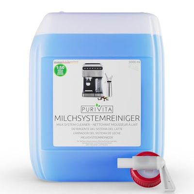 PURIVITA® Limpiador Universal del Sistema de Espuma de Leche [5000 ML] - Liquido Descalcificador Cafetera - Apto para Todas las Cafeteras y Máquinas como De Longhi, Nespresso, Philipps & Krups