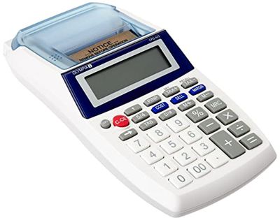 Olympia Calculatrice de bureau avec rouleau de papier avec écran LCD à 12 chiffres I Calculatrice pratique avec rouleau de papier de 57 mm de largeur et rouleau d'encre bleu IR 40 I Calculatrice de poche avec rouleau de papier et piles