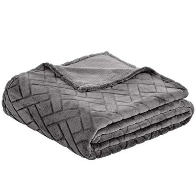 Amazon Basics Manta de forro polar com relevo, cinzento, 150 x 200 cm