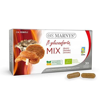 MIX de Setas Beta-GLUCANFORTE 30 cápsulas, Combinación de extractos estandarizados de Reishi, Maitake y Shiitake, Contribuyen a las defensas naturales del cuerpo