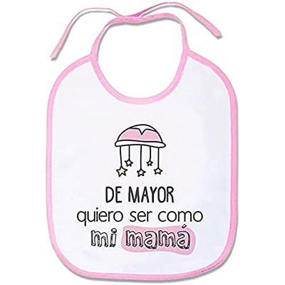 Supermolon 00785 - "De Mayor Quiero Ser Como Mi Mamá" Babero Bebe con Cordones, Rosa Pastel, unisex