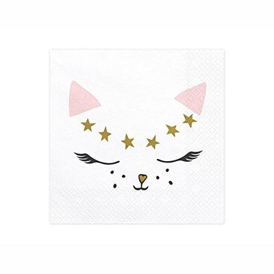 Party Deco Lot de 20 Serviettes en Papier imprimées Chaton, Carton