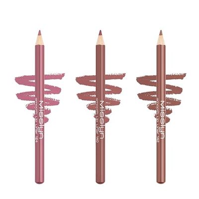 Misslyn Set Matite Labbra a Lunga Durata e Texture Morbida, Lip Liner Ultra Cremoso, Facile da Applicare e Sfumare con Vitamina E e Cere Nutrienti - 3 Colorazioni Nude