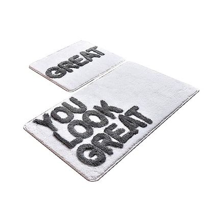 Tapis de salle de bain (2 pièces) design you look great light grey