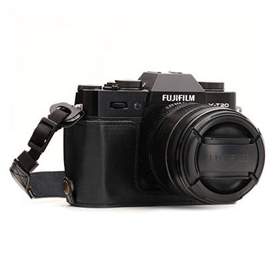 MegaGear MG578 Estojo Ever Ready, capa de couro, de breve uso, com correia para Fujifilm X-T30, X-T20, X-T10 (16-50 mm, 18-55 mm Lenses), castanho claro