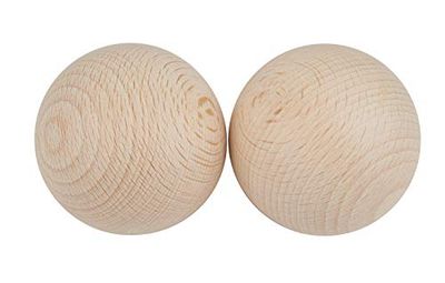 Rayher Embalagem de 2 bolas de madeira para artesanato e decoração, sem perfuração, 50 mm ø, 6252800