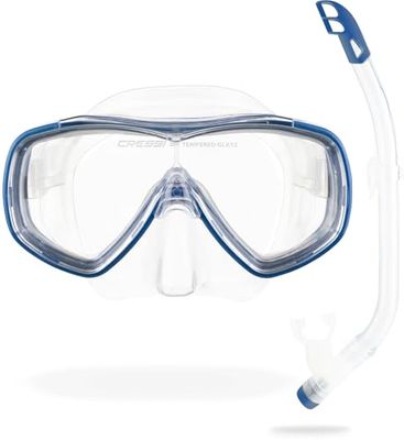 Cressi Ondina Vip - Combo Set Dykmask Ondina och Snorkel Top, Klar/Blå, Unisex 7/13 år