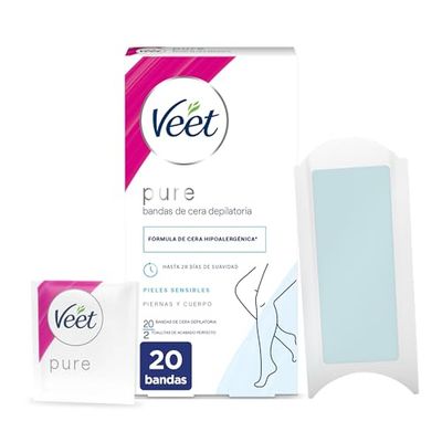 BANDAS DE CERA depilatorias corporales pure piel sensitive 20 u