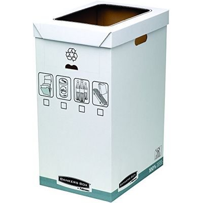 Bankers Box 0193201 Cestino in Cartone per Riciclo System, FSC, Bianco/Grigio, Confezione da 5 pezzi