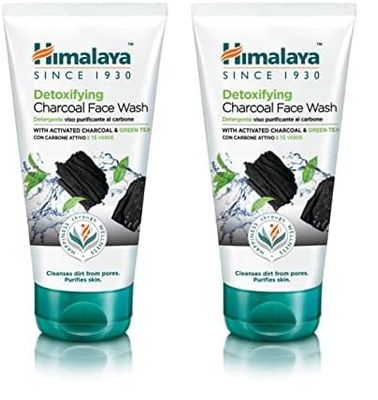 Himalaya Detoxifying Charcoal Face Wash with the Goodness of Green Tea and Coconut Charcoal Powder, Removes Dirt and Purifies the Skin, Leaving It Clean and Refreshed - 150 ml (Confezione da 2)