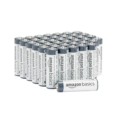 Amazon Basics - Pacote de 40 pilhas industriais alcalinas AA, 1,5 volts, vida útil de 5 anos