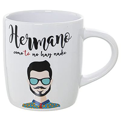 DRW Lot de 6 Mugs Céramique Frère Multicolore ø8 x 12 x 9,5 cm-375 ml