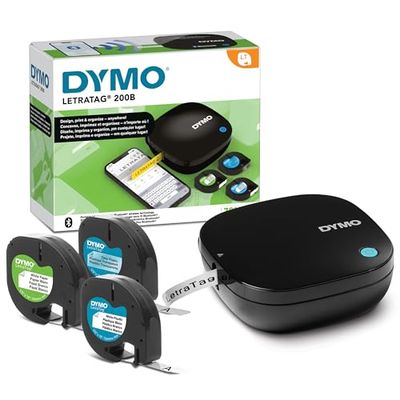 DYMO LetraTag 200B etichettatrice Bluetooth | Stampante per etichette compatta | Si connette a iOS e Android tramite tecnologia wireless Bluetooth | Include 3 rotoli di etichette assortite