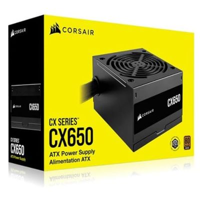 Corsair CX650 80 Plus Niet-modulaire bronzen voeding, geluidsarm, ATX, 650 W, zwart