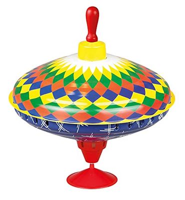 Lena 52225 Bolz Humming wielokolorowy 19 cm, huśtawka z blachy, klasyczna pompka, kolorowy motyw, stojak, zabawka spinningowa dla dzieci od 18 m, L/B/H: 19 x 19 x 21 cm