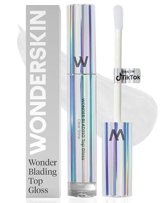 Wonderskin Wonder Blading Top Gloss - Brillant À Lèvres Transparent À Paillettes, Maquillage Pour Les Lèvres Au Fini Hydratant Et Brillant (Brillance Claire)