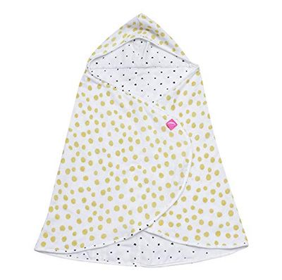 Dziecięcy ręcznik kąpielowy Öko-Tex Standard 100 z bawełny muślinowej ręcznik z kapturem 65 x 130 cm - Kleckse żółty