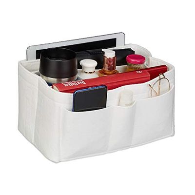 Relaxdays, Felt, Many Compartments, Handbag Organiser, Storage Bag, Portable, Removable, Size M, White