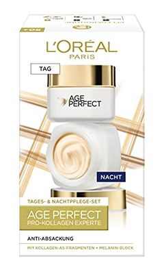 L'Oréal Paris uppstramande ansiktsvård set för mogen hud med anti-aging dagvård och nattvård mot åldersfläckar, med kollagen AS-fragment, Age Perfect Pro, expert, 2 x 50 ml