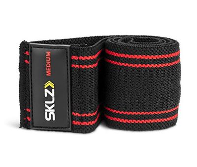 SKLZ Pro Knit Mini Band Fitness, Adjustable Resistance Band, Fitness Equipment for Home Gym, Black/Red, Medium Resistance