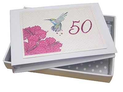 White Cotton Cards Hu50t "127 cm anniversaire souvenirs, Humming Bird Motif album photo