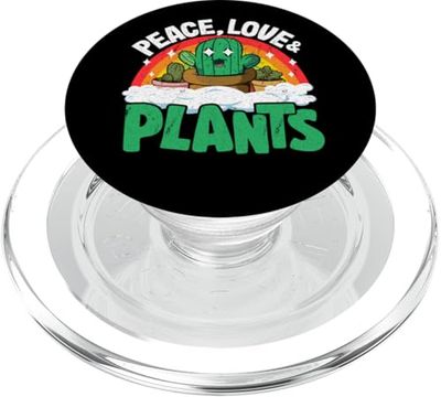 Peace Love & Plants Retro Rainbow Suculentas Plantas Jardinero PopSockets PopGrip para MagSafe