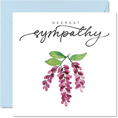 Sympathy Cards Thinking of You Cards - Deepest Sympathy - Floral Condolences Card, Bereavement for Adults, Sorry For Loss Mourning, 145mm Flowers Greeting