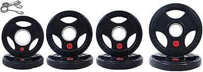 Signature Fitness Olympische 2 inch gietijzeren plaat halterschijf voor krachttraining en gewichtheffen, rubberen coating stijl, 20,4 kg set